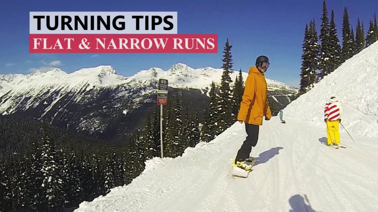 How to Turn on Flat  Narrow Runs - Beginner Snowboard Tips